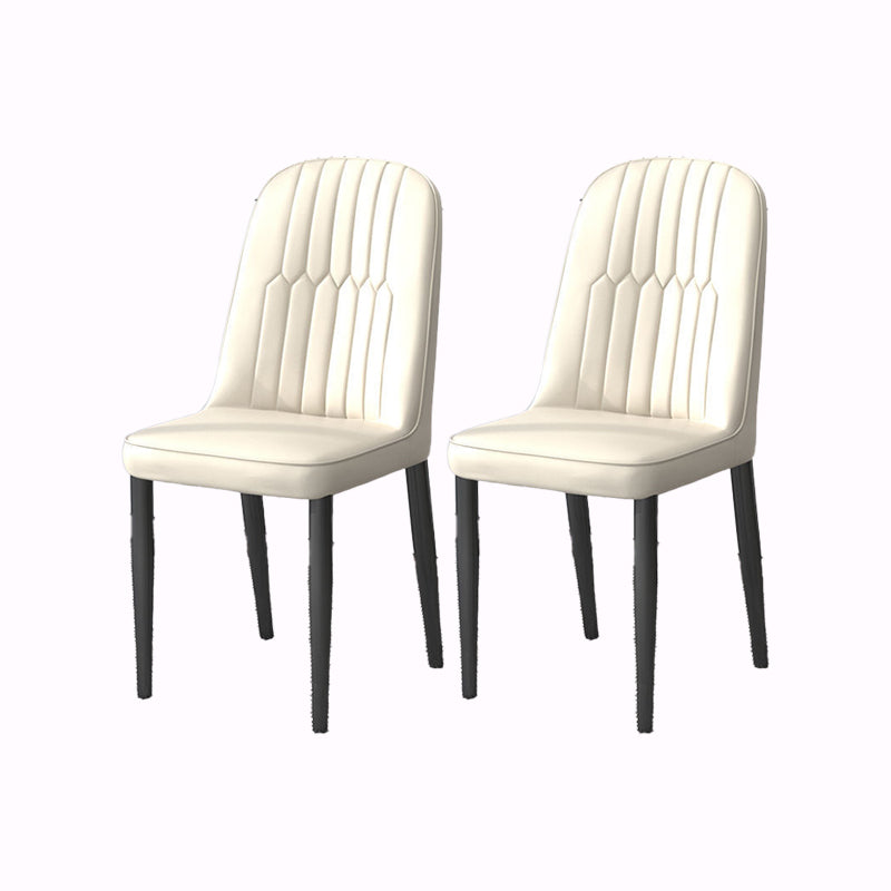 PU Leather Dining Chairs Nordic Style Parsons Armless Chair Set