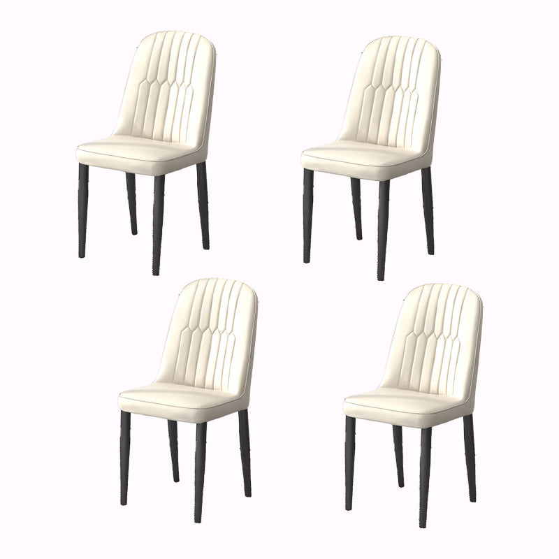 PU Leather Dining Chairs Nordic Style Parsons Armless Chair Set