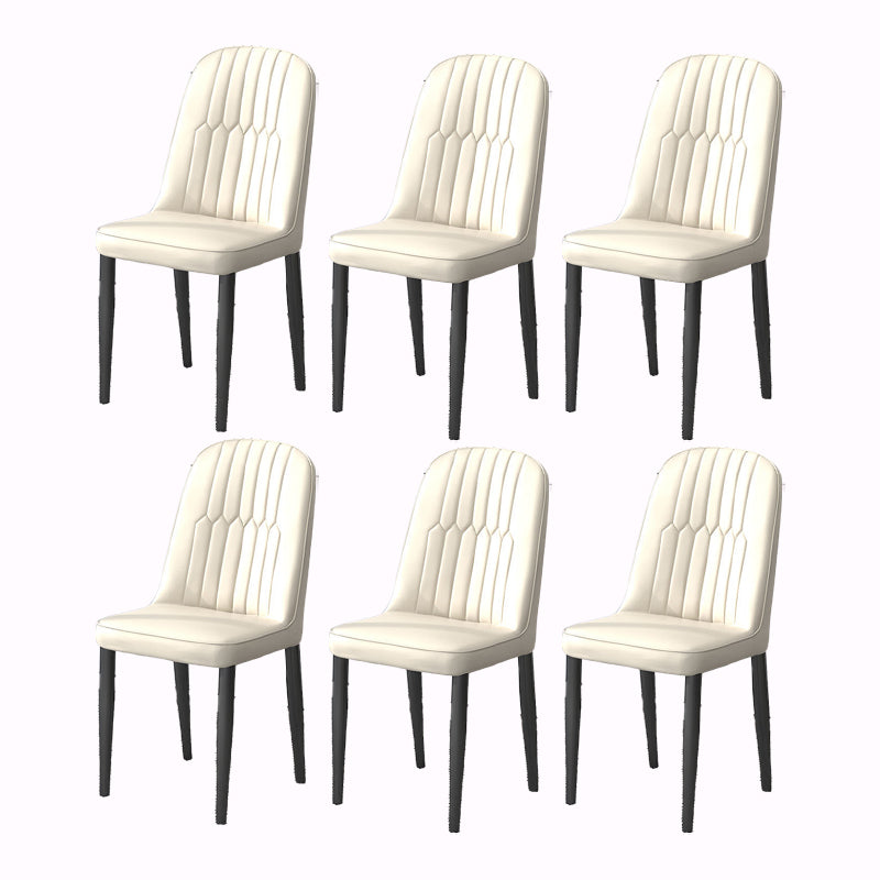 PU Leather Dining Chairs Nordic Style Parsons Armless Chair Set