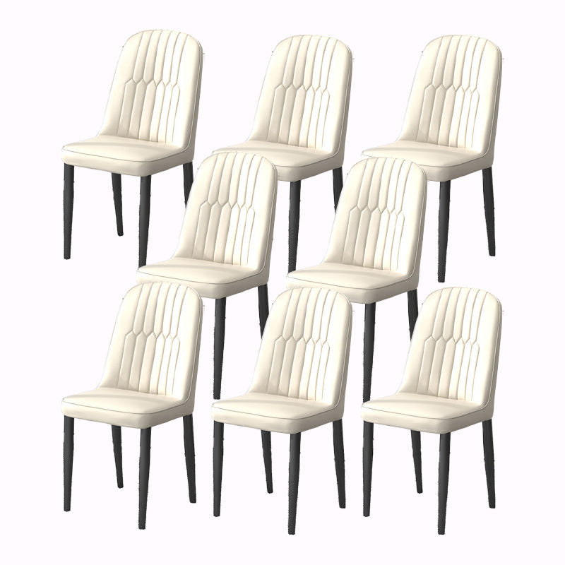 PU Leather Dining Chairs Nordic Style Parsons Armless Chair Set