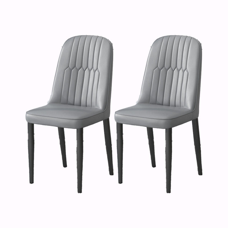PU Leather Dining Chairs Nordic Style Parsons Armless Chair Set
