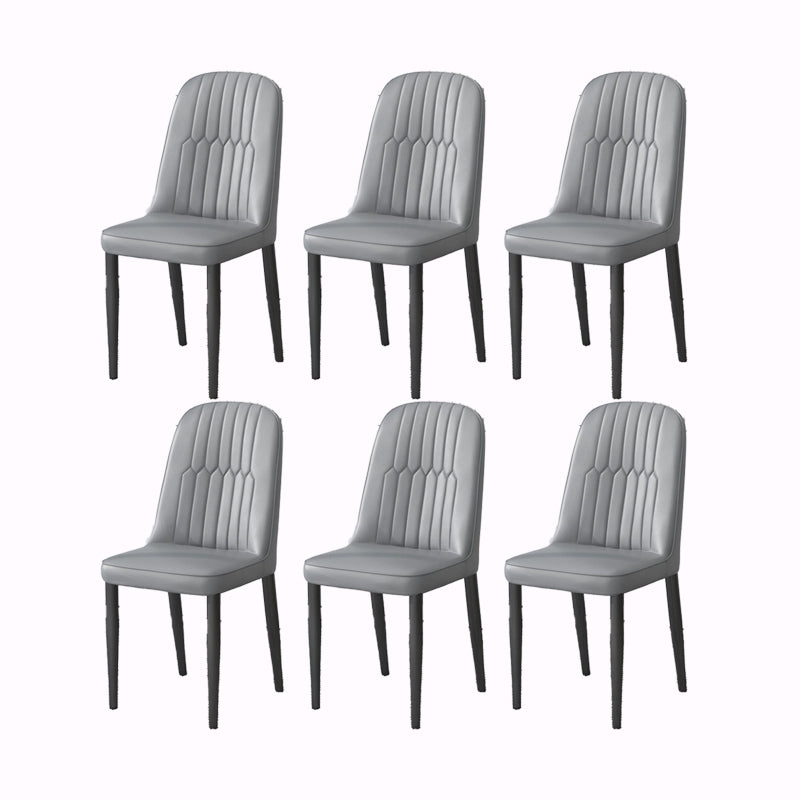 PU Leather Dining Chairs Nordic Style Parsons Armless Chair Set