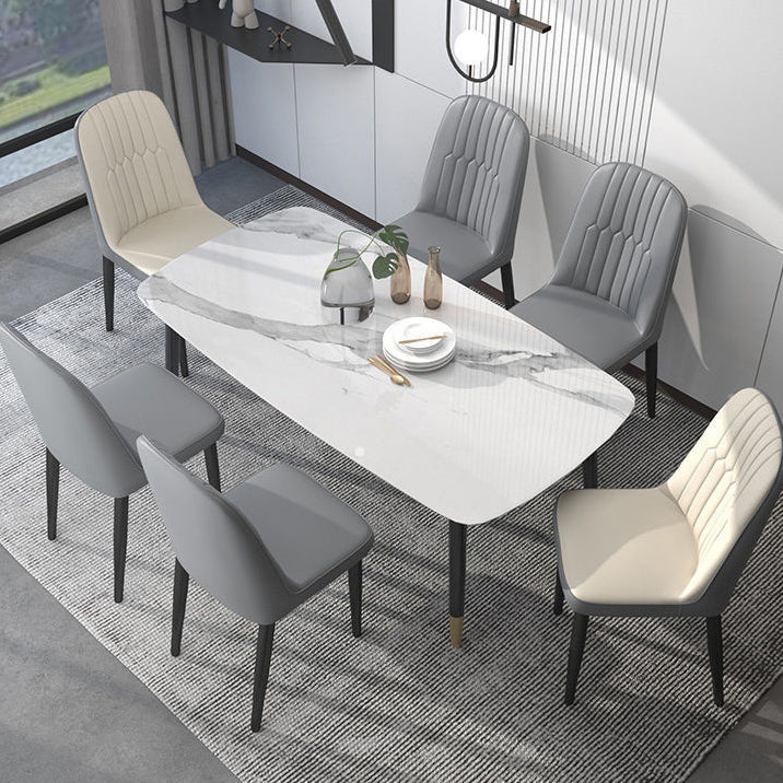 PU Leather Dining Chairs Nordic Style Parsons Armless Chair Set