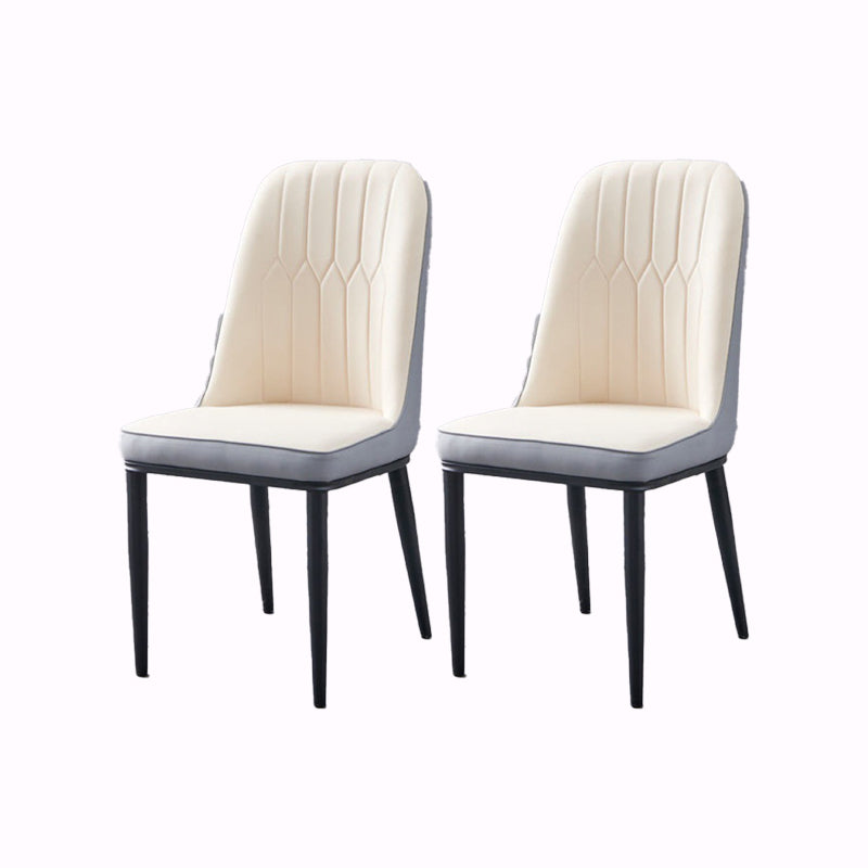PU Leather Dining Chairs Nordic Style Parsons Armless Chair Set