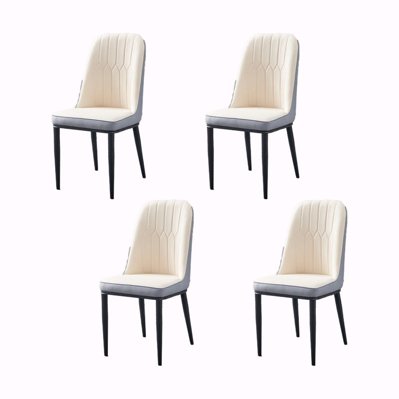 PU Leather Dining Chairs Nordic Style Parsons Armless Chair Set