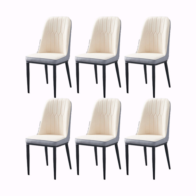 PU Leather Dining Chairs Nordic Style Parsons Armless Chair Set