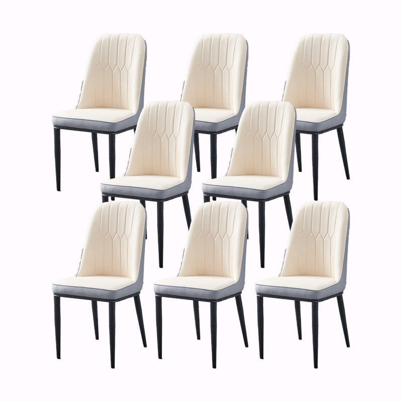 PU Leather Dining Chairs Nordic Style Parsons Armless Chair Set