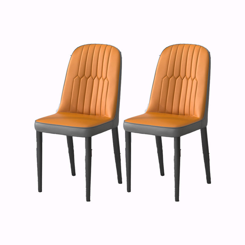 PU Leather Dining Chairs Nordic Style Parsons Armless Chair Set