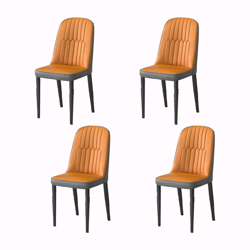 PU Leather Dining Chairs Nordic Style Parsons Armless Chair Set