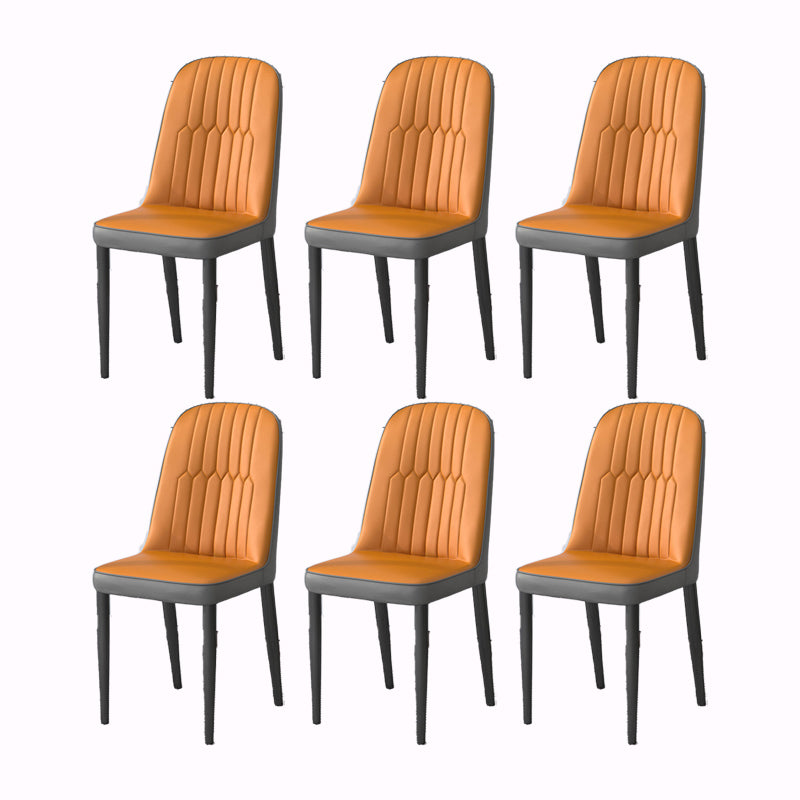 PU Leather Dining Chairs Nordic Style Parsons Armless Chair Set