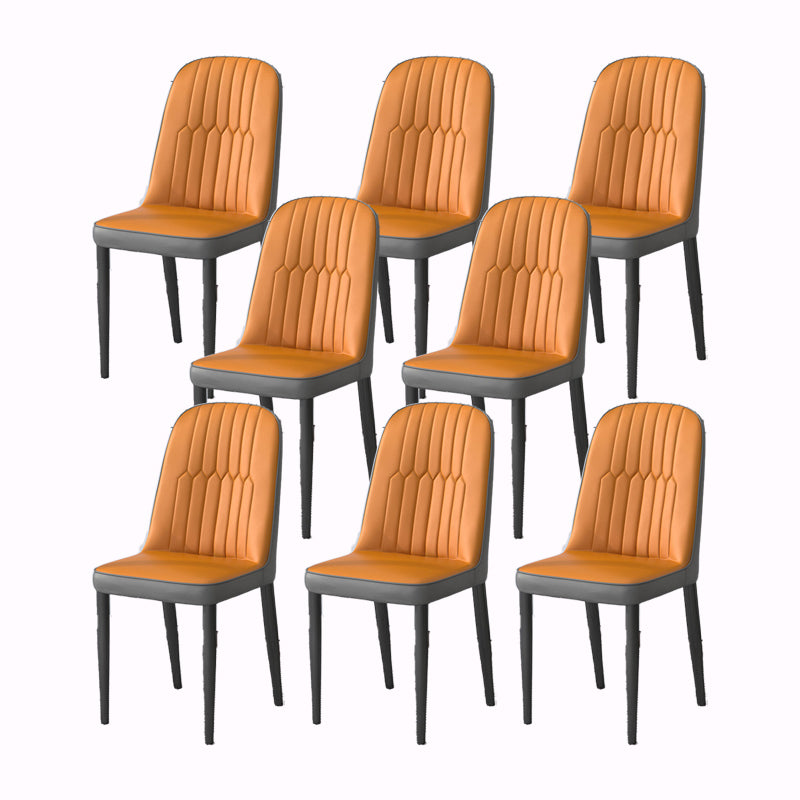 PU Leather Dining Chairs Nordic Style Parsons Armless Chair Set