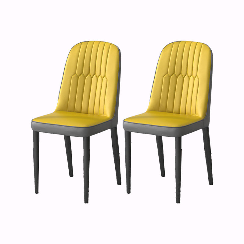 PU Leather Dining Chairs Nordic Style Parsons Armless Chair Set