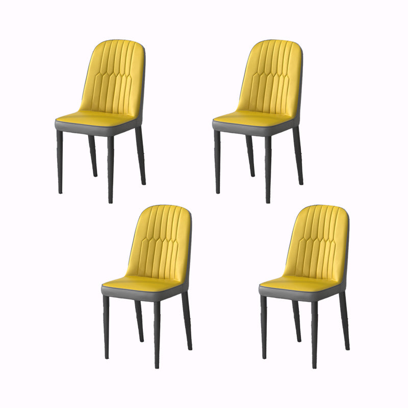 PU Leather Dining Chairs Nordic Style Parsons Armless Chair Set