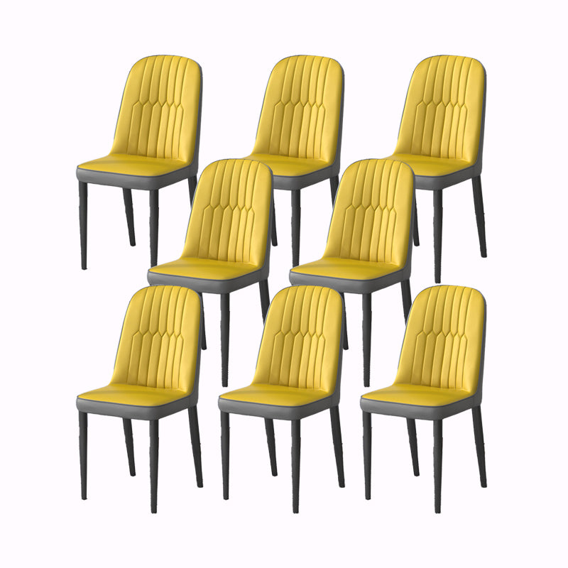 PU Leather Dining Chairs Nordic Style Parsons Armless Chair Set