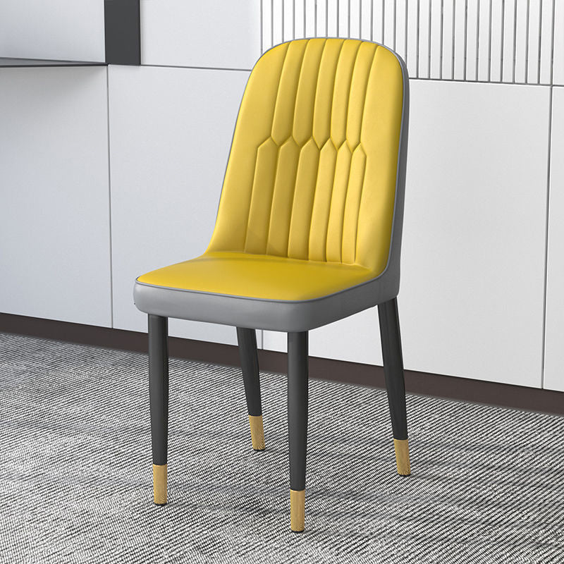 PU Leather Dining Chairs Nordic Style Parsons Armless Chair Set