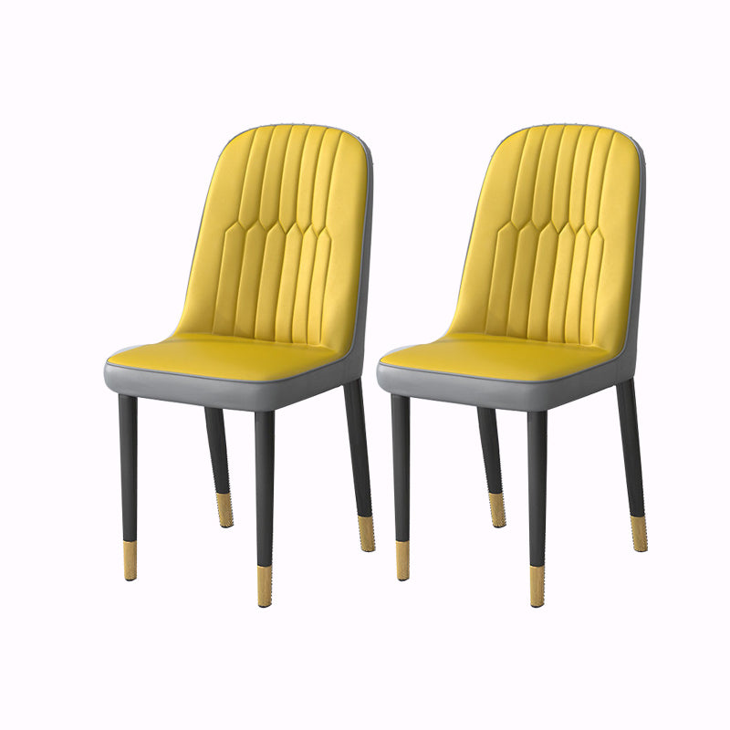 PU Leather Dining Chairs Nordic Style Parsons Armless Chair Set