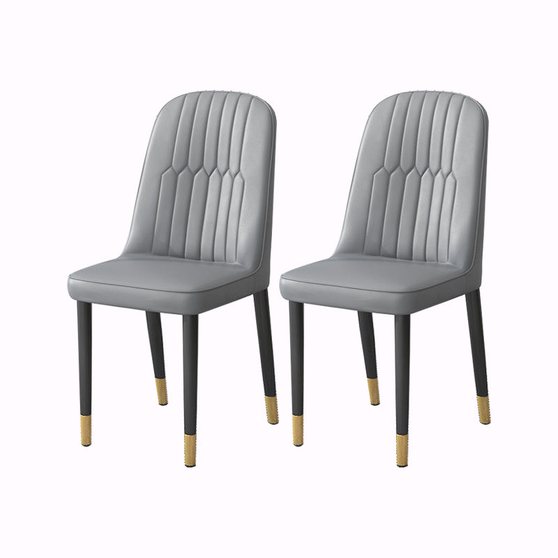 PU Leather Dining Chairs Nordic Style Parsons Armless Chair Set