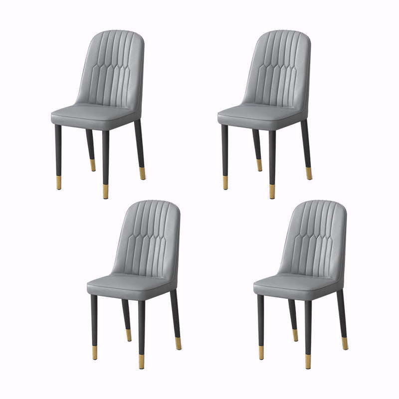 PU Leather Dining Chairs Nordic Style Parsons Armless Chair Set