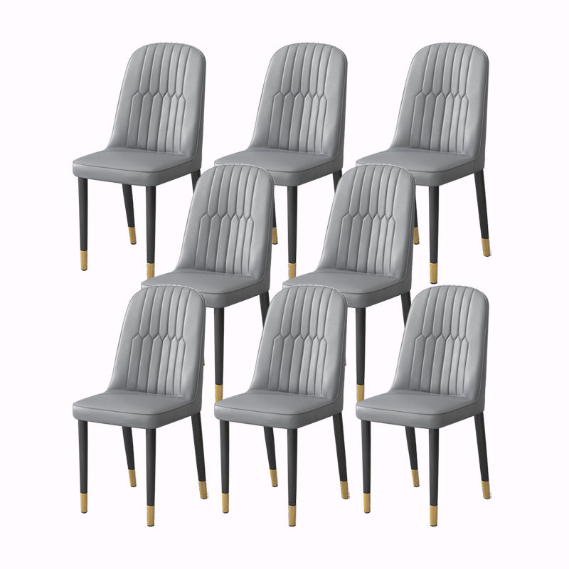 PU Leather Dining Chairs Nordic Style Parsons Armless Chair Set