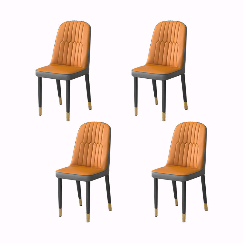 PU Leather Dining Chairs Nordic Style Parsons Armless Chair Set