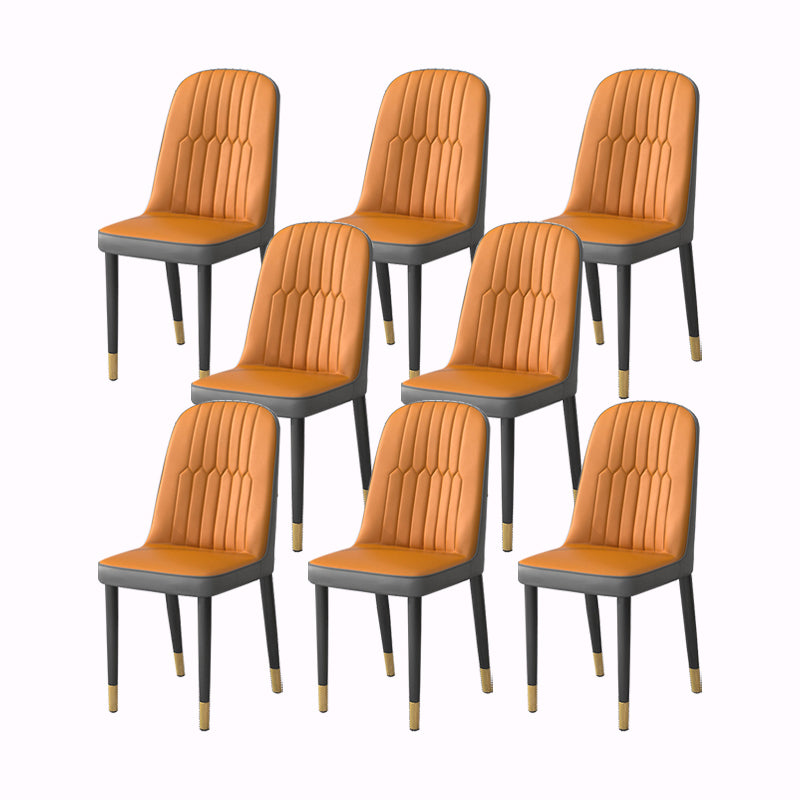 PU Leather Dining Chairs Nordic Style Parsons Armless Chair Set