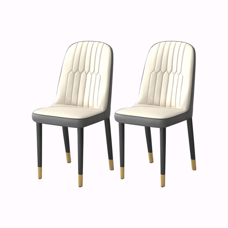 PU Leather Dining Chairs Nordic Style Parsons Armless Chair Set