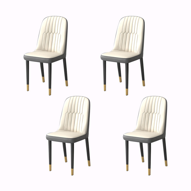 PU Leather Dining Chairs Nordic Style Parsons Armless Chair Set