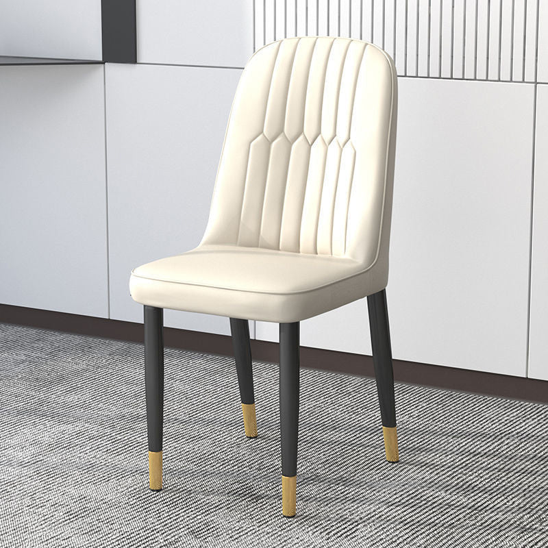 PU Leather Dining Chairs Nordic Style Parsons Armless Chair Set