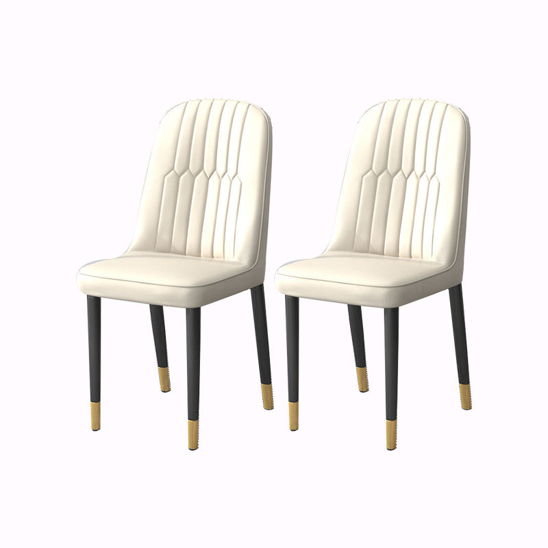 PU Leather Dining Chairs Nordic Style Parsons Armless Chair Set