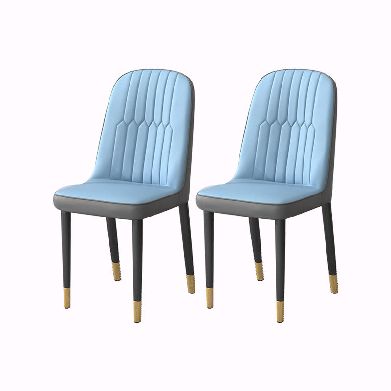 PU Leather Dining Chairs Nordic Style Parsons Armless Chair Set