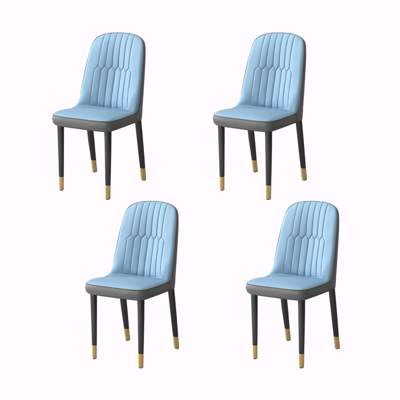 PU Leather Dining Chairs Nordic Style Parsons Armless Chair Set