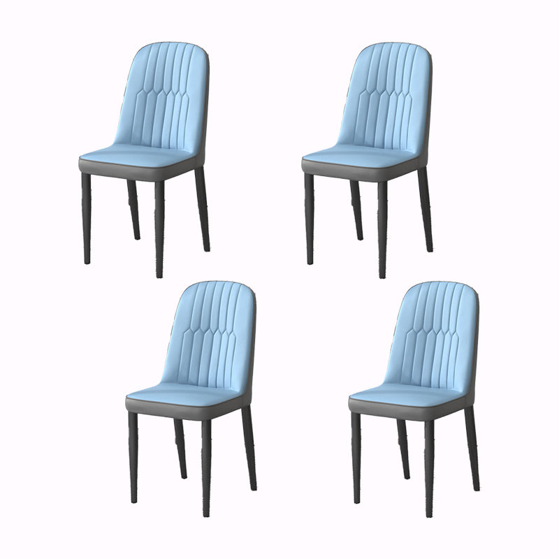 PU Leather Dining Chairs Nordic Style Parsons Armless Chair Set