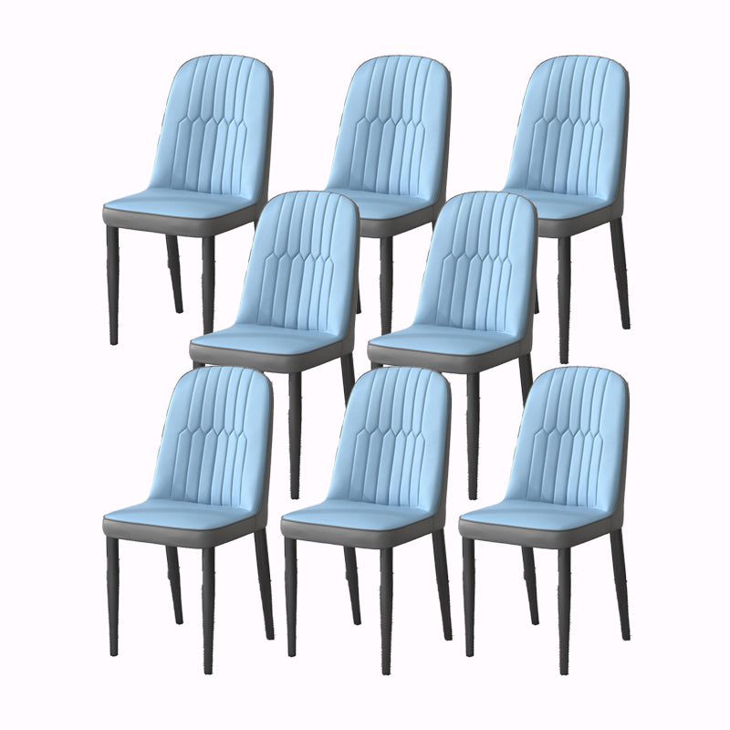 PU Leather Dining Chairs Nordic Style Parsons Armless Chair Set