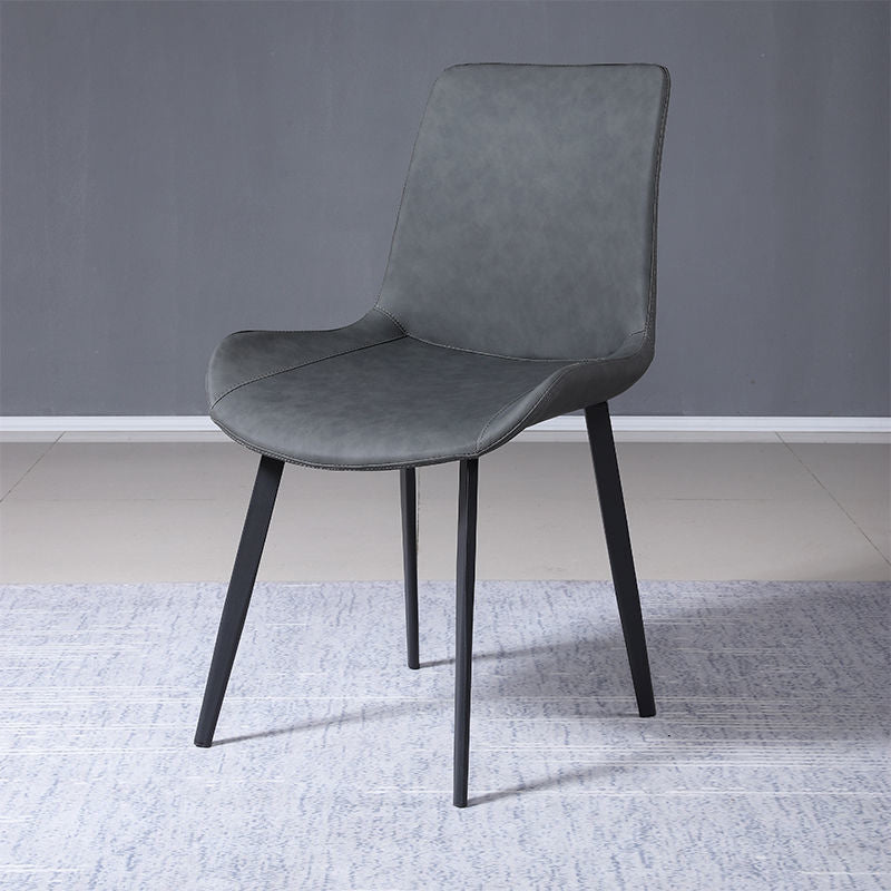 Faux Leather Dining Chairs Modern Style Side Chair with Black Legs