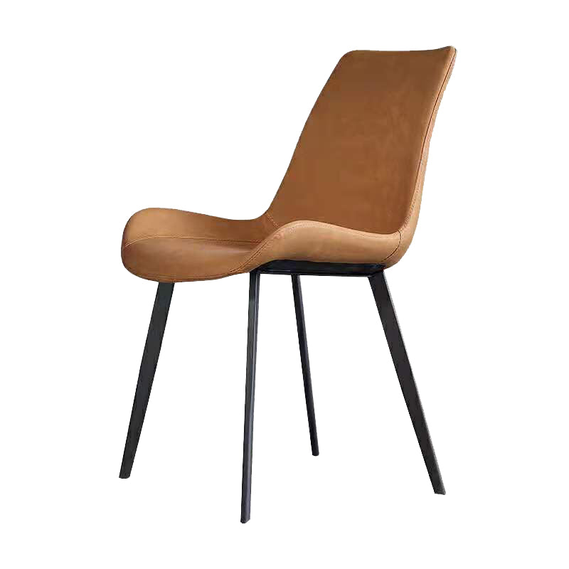 Faux Leather Dining Chairs Modern Style Side Chair with Black Legs