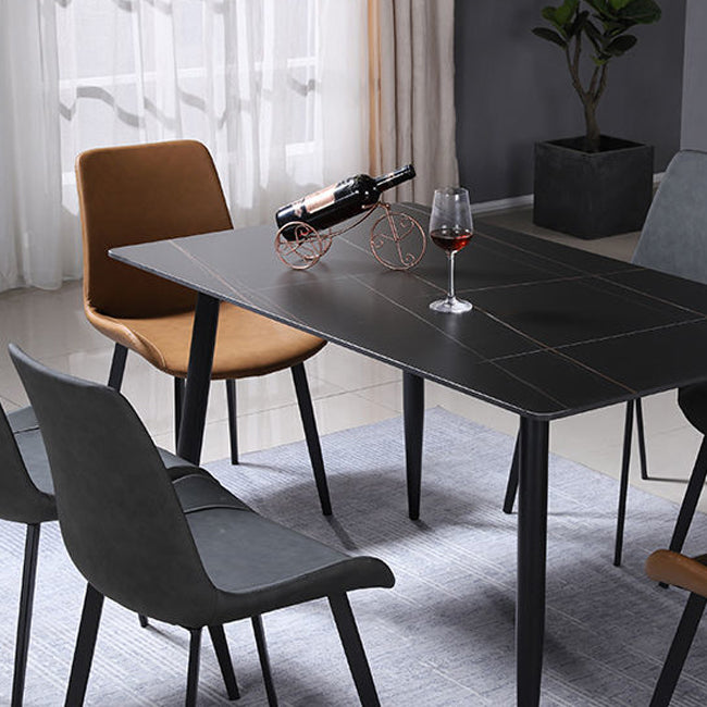 Faux Leather Dining Chairs Modern Style Side Chair with Black Legs