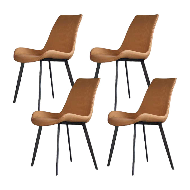 Faux Leather Dining Chairs Modern Style Side Chair with Black Legs
