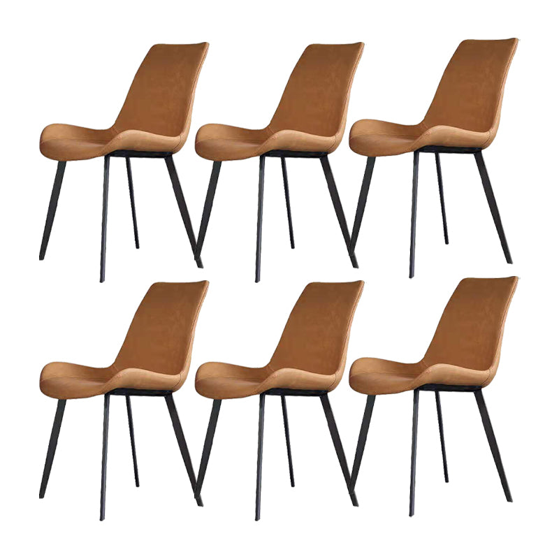 Faux Leather Dining Chairs Modern Style Side Chair with Black Legs