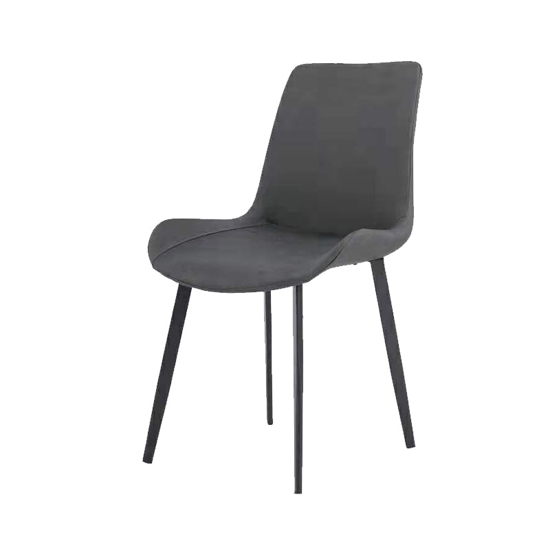 Faux Leather Dining Chairs Modern Style Side Chair with Black Legs