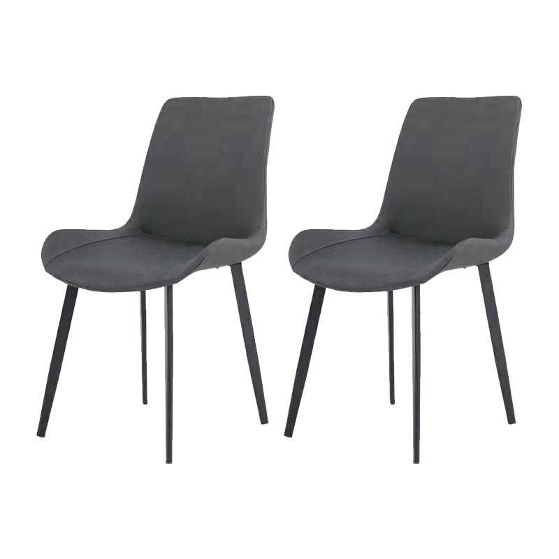 Faux Leather Dining Chairs Modern Style Side Chair with Black Legs