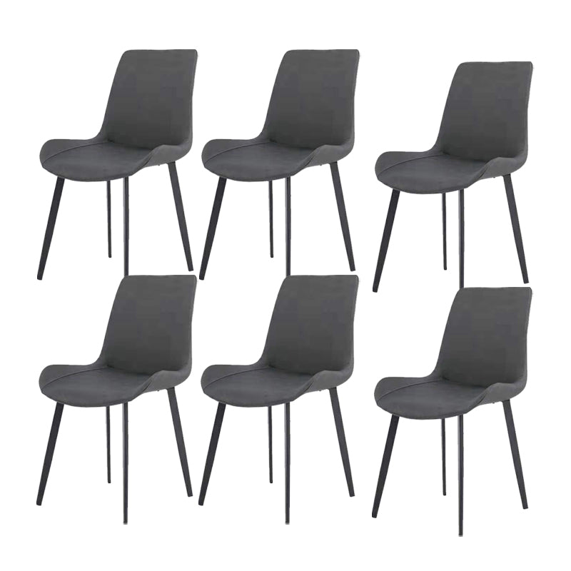 Faux Leather Dining Chairs Modern Style Side Chair with Black Legs