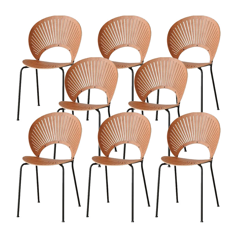 Metal Base Dining Chairs Modern Style Open Back Armless Chair