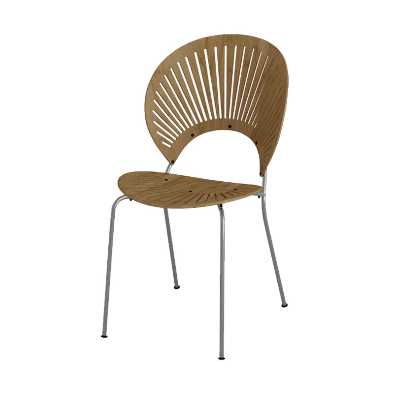 Metal Base Dining Chairs Modern Style Open Back Armless Chair