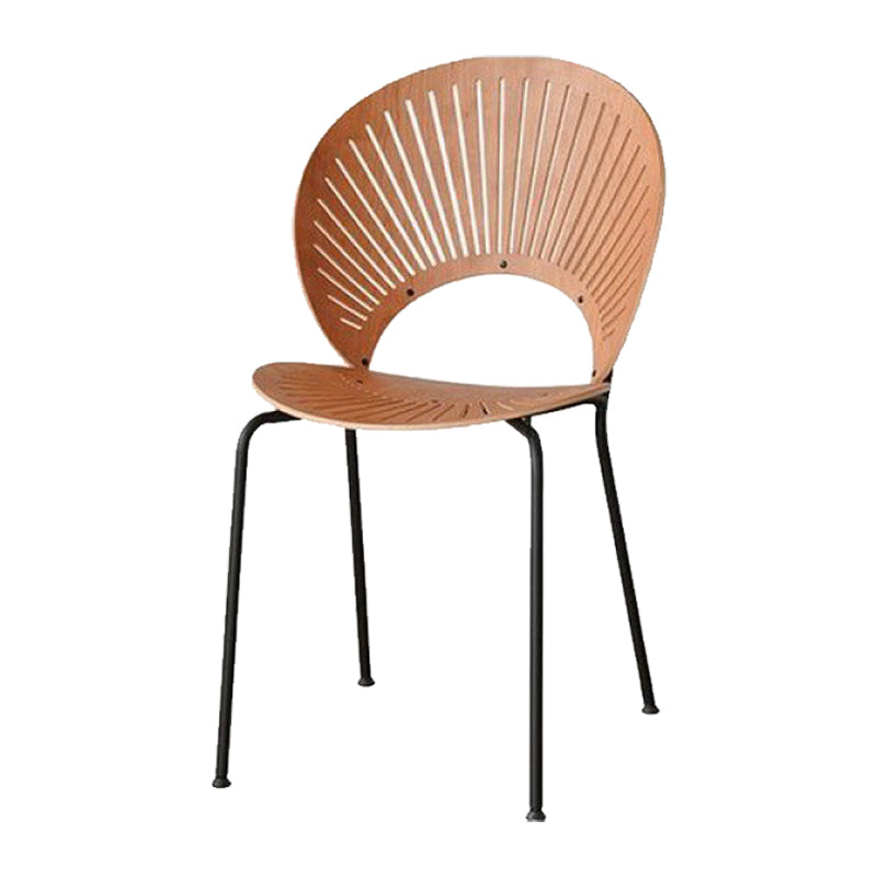 Metal Base Dining Chairs Modern Style Open Back Armless Chair