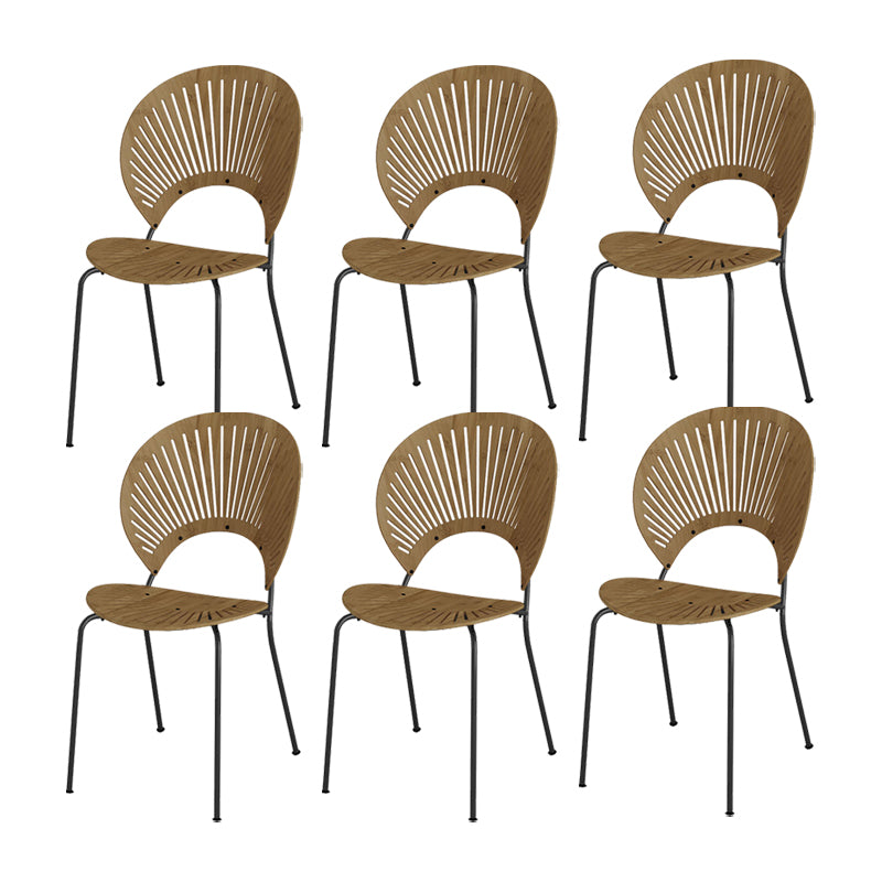 Metal Base Dining Chairs Modern Style Open Back Armless Chair