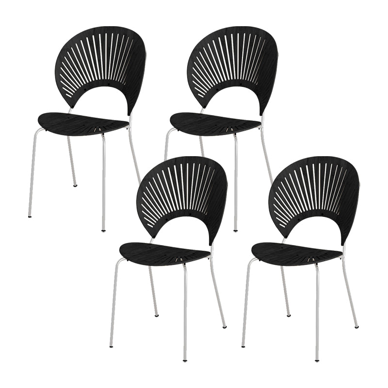 Metal Base Dining Chairs Modern Style Open Back Armless Chair