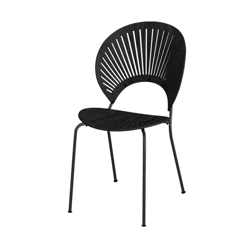 Metal Base Dining Chairs Modern Style Open Back Armless Chair