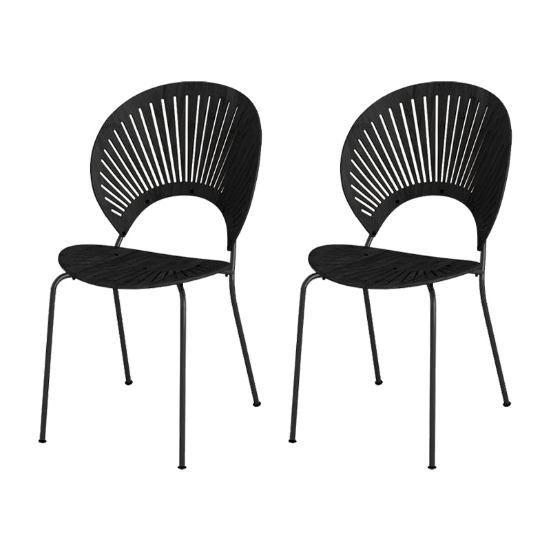 Metal Base Dining Chairs Modern Style Open Back Armless Chair