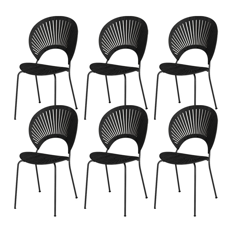 Metal Base Dining Chairs Modern Style Open Back Armless Chair