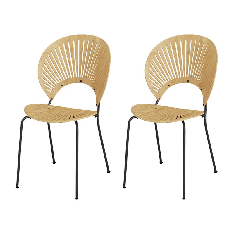 Metal Base Dining Chairs Modern Style Open Back Armless Chair